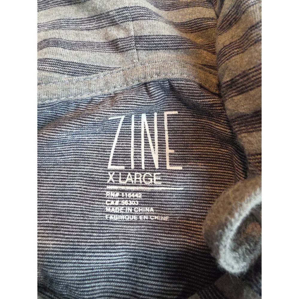 Zine Mens XL Pullover Hoodie Shirt Long Sleeve  Striped Pocket - Picture 2 of 5